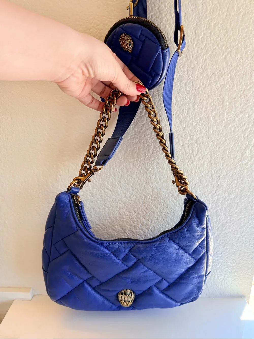 Kurt Geiger Quilted Leather Crossbody Purse With Coin Pouch